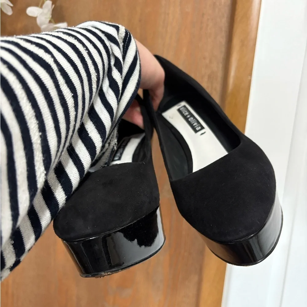 Alice + Olivia Black Platform Pump with High Block Heel